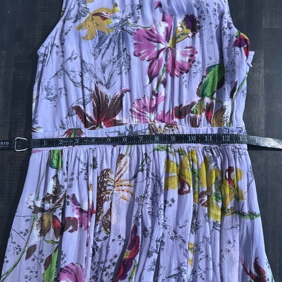 Anthropologie Lavender Floral Midi Dress Smock Back Waistband Size 8 - Picture 8 of 11
